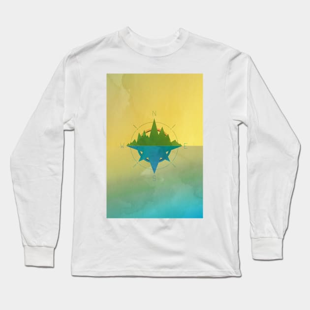 Take The Compass And Go On An Adventure Poster V Long Sleeve T-Shirt by Lumos19Studio